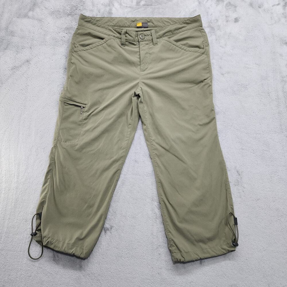 Eddie Bauer‎ Pants Womens 8 Green Mid Rise Bungee Hem Crop Hiking Outdoor Summer